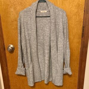 Madewell Light Gray Open-Front Shawl Collar Cardigan